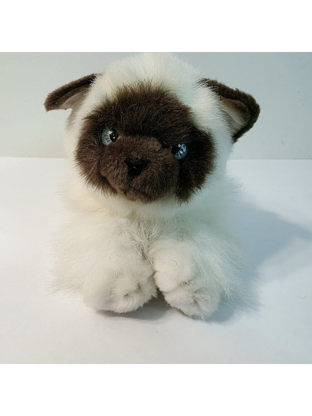 Aurora Siamese Himalayan Cat Plush 14" Kitty Blue Eyes Long Fur Soft Stuffed Toy